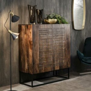 Basilicana Highboard aus Massivholz und Metall 120 cm hoch