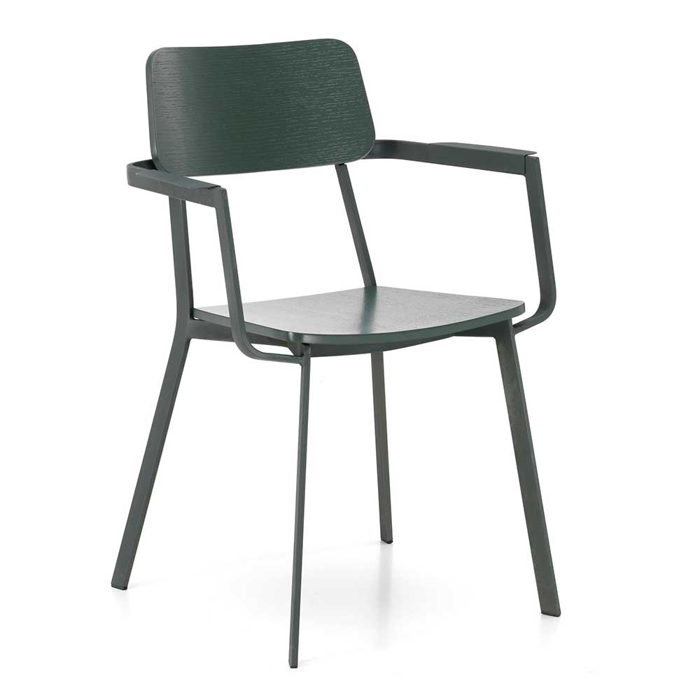 Basilicana Design Stühle in Grün Schichtholz Metall (4er Set)