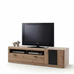 TopDesign TV Möbel in Eiche Optik und Dunkelgrau 50 cm hoch