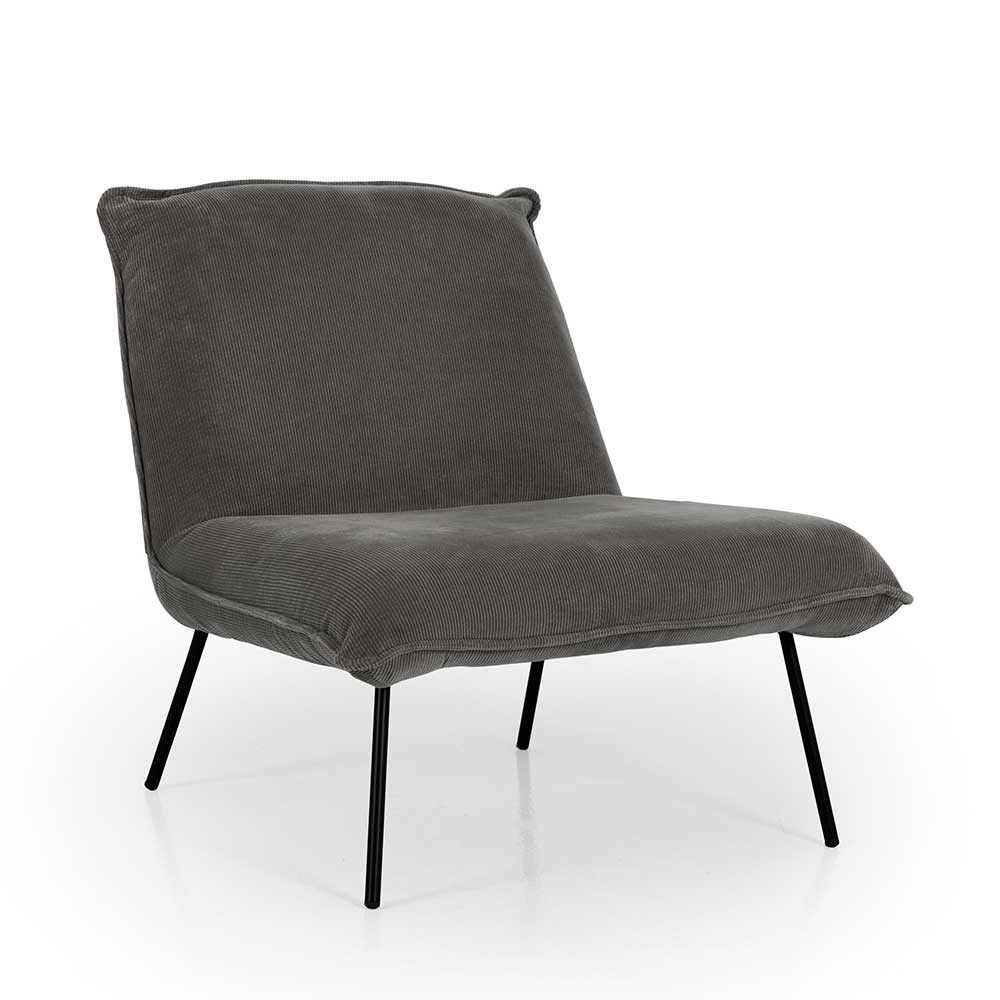 Doncosmo Loungesessel in Grau Cordstoff Skandi Design