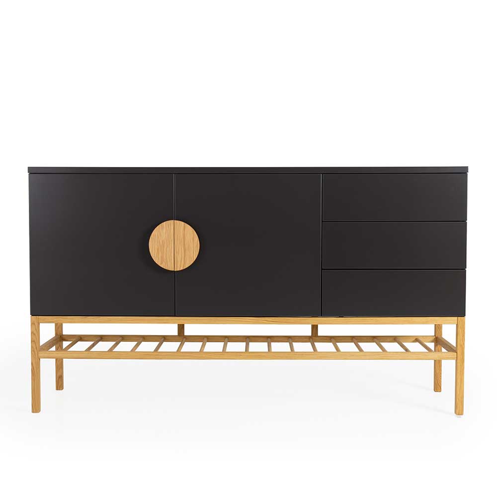 Doncosmo Design Sideboard in Schwarz und Eiche Skandi Design