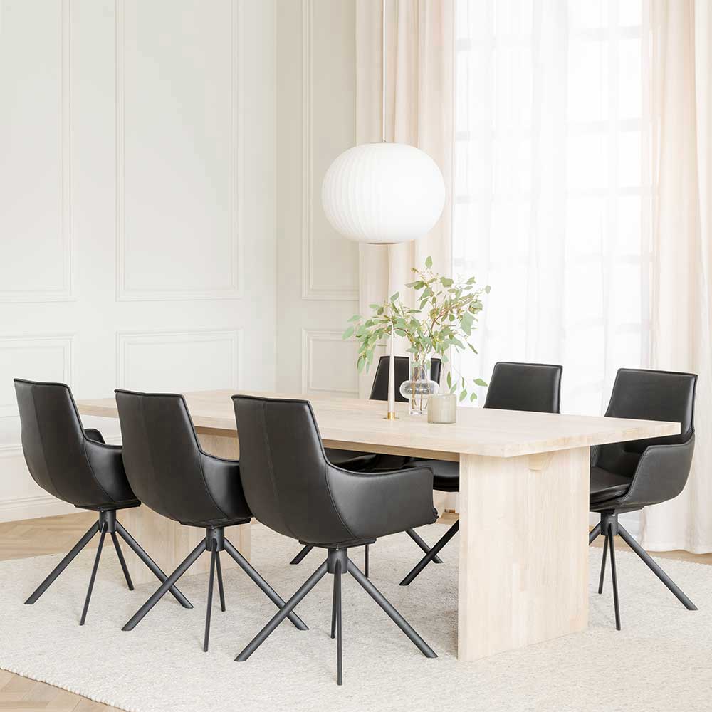TopDesign Komplette Essgruppe in modernem Design Echtleder Stühle (siebenteilig)