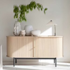 TopDesign Skandi Stil Sideboard in Eiche White Wash Vierfußgestell aus Metall