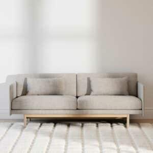 TopDesign Dreisitzer Couch in Grau Vierfußgestell aus Holz