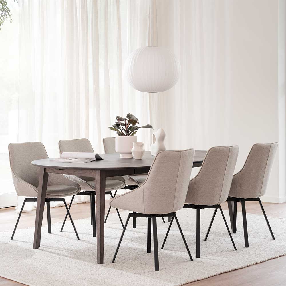 TopDesign Essgruppe im Skandi Design sechs Stühle (siebenteilig)