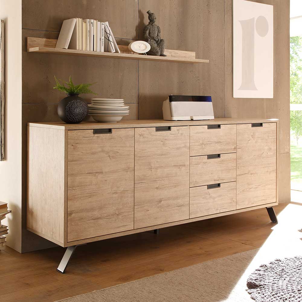 Homedreams Wohnzimmer Sideboard im Retro Design Eiche