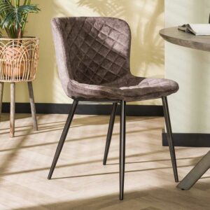 Rodario 4 Stühle für Esstisch aus Samt und Metall Taupe und Schwarz (4er Set)