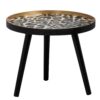 Basilicana Beistelltisch Sofa mit Dreibein in Schwarz und Goldfarben Leo Print Platte