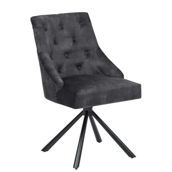 Möbel4Life Chesterfield Stuhl Set Esstisch aus Samt und Metall drehbar (2er Set)