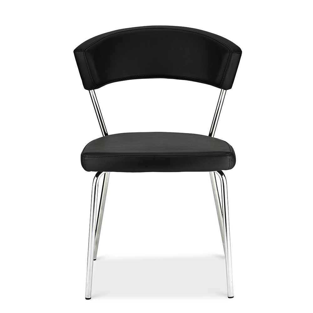 Möbel4Life Stühle in Schwarz und Chromfarben Kunstlederbezug (4er Set)