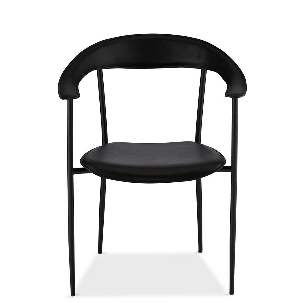 Möbel4Life Armlehnenstühle in Schwarz Kunstleder Metallgestell (4er Set)