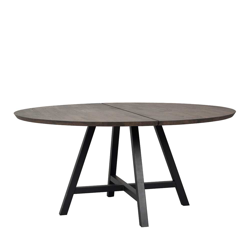 TopDesign Echtholztisch mit Metall Vierfußgestell 150 cm Durchmesser