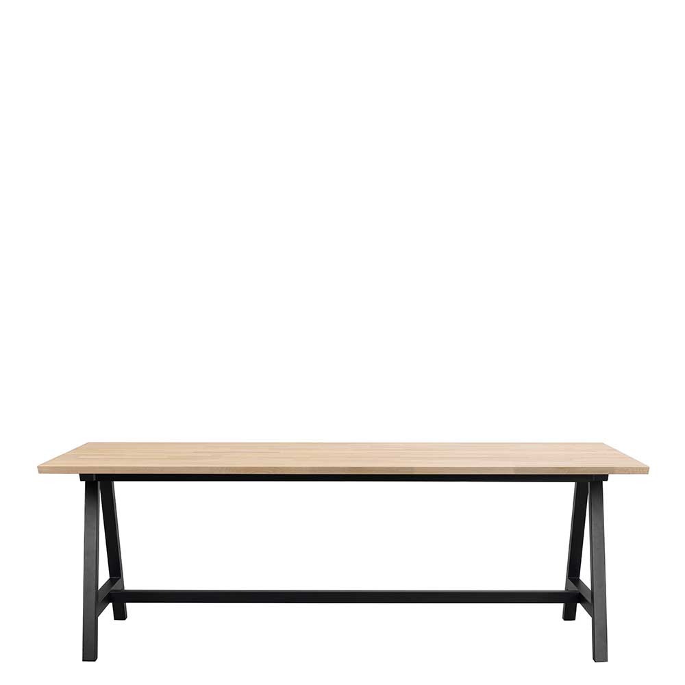 TopDesign Esszimmer Tisch aus Eiche Massivholz White Wash Metall