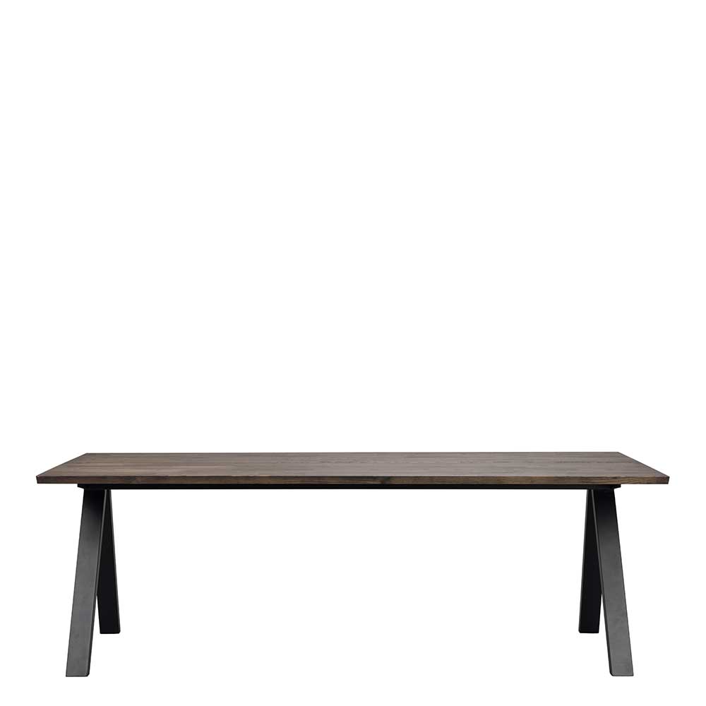 TopDesign Esszimmer Tisch mit Vierfußgestell aus Metall Massivholzplatte