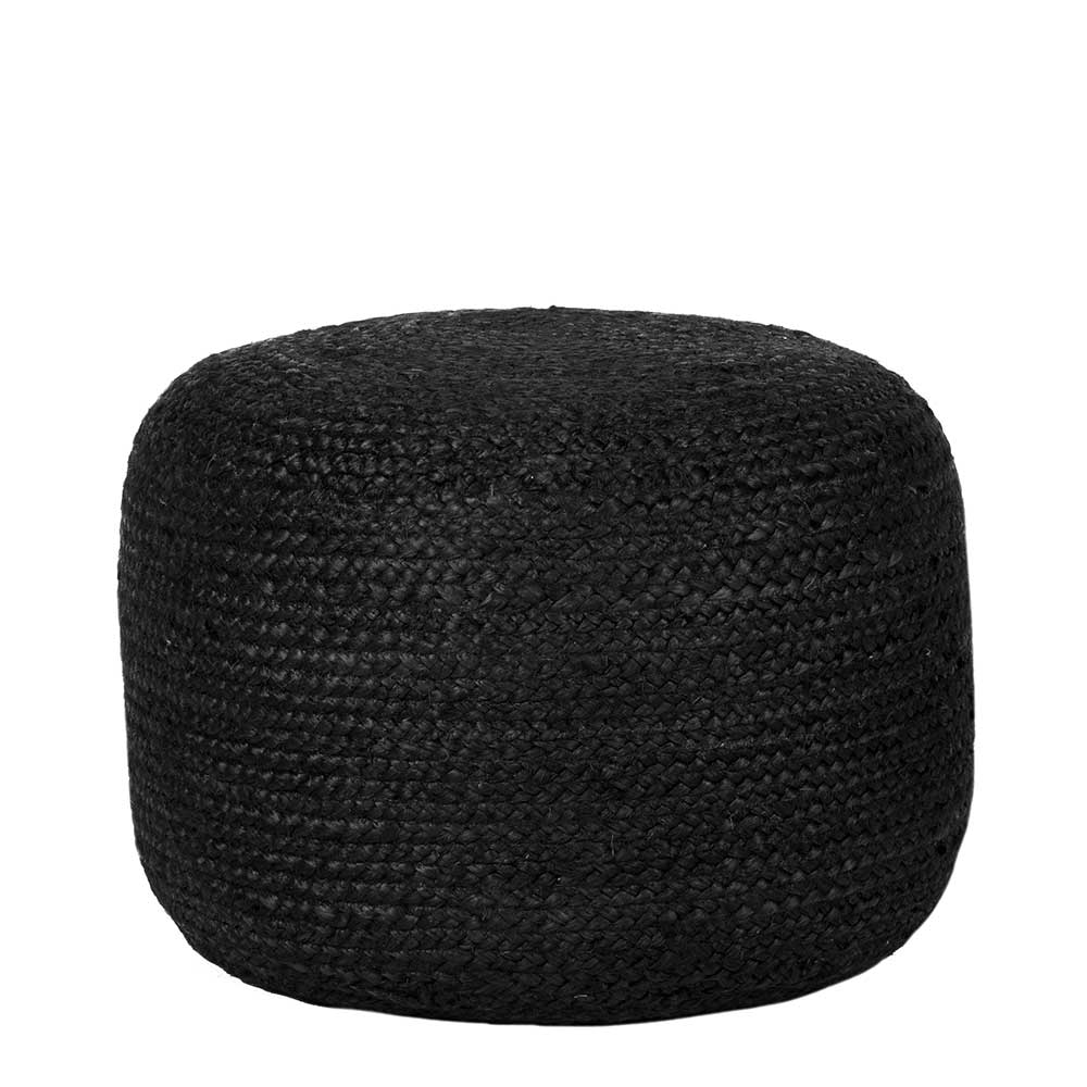 Möbel Exclusive Handgearbeiteter Pouf in Schwarz Geflecht