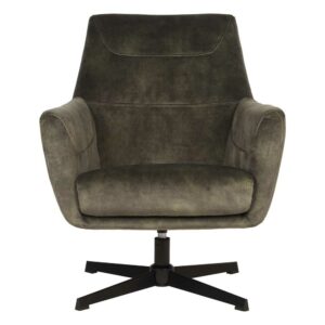 Möbel Exclusive Sessel drehbar mit Velours Bezug Dunkelgrün Sterngestell