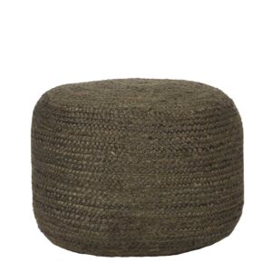 Möbel Exclusive Sitzpouf in Oliv Grün Jute Geflecht