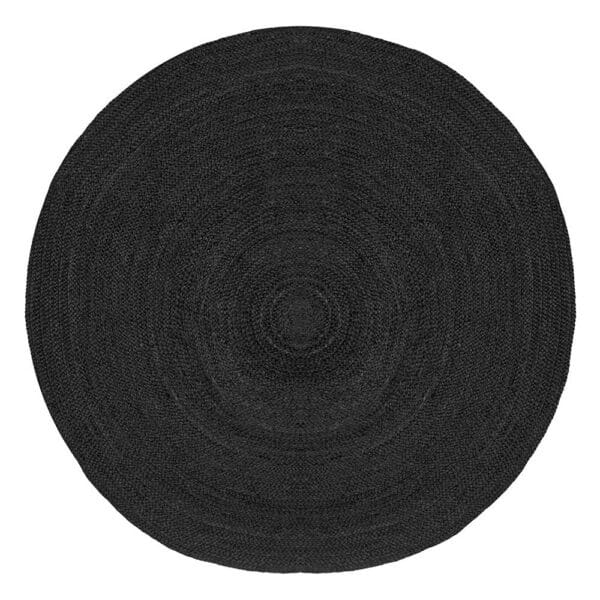 Möbel Exclusive Webteppich Jute rund in Schwarz modernem Design