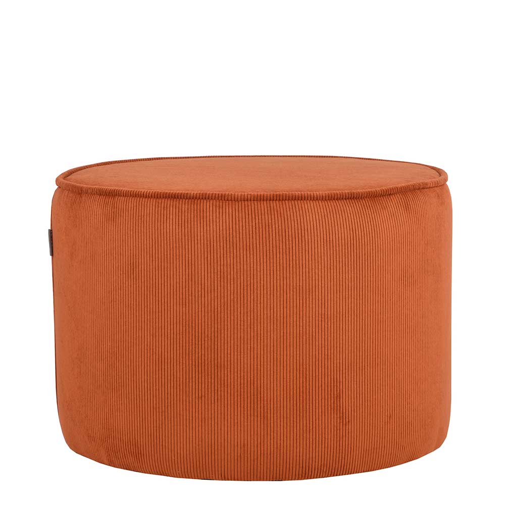 Möbel Exclusive Cord Pouf in Rostfarben Retrostil