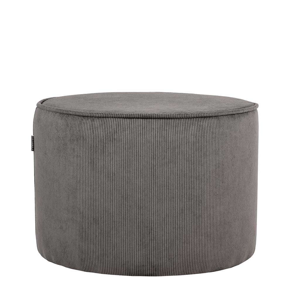 Möbel Exclusive Runder Sitzpouf in Dunkelgrau Cord