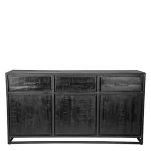 Möbel Exclusive Sideboard schwarz aus Massivholz & Metall Industrie und Loft Stil