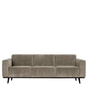 Basilicana Cordbezug Sofa in Graubraun Vierfußgestell aus Holz schwarz