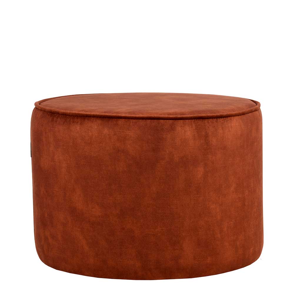 Möbel Exclusive Retro Sitzpouf in Rostfarben Velours