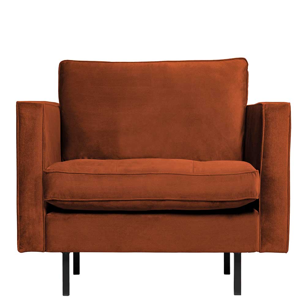 Basilicana Wohnzimmer Sessel in Rostfarben Samt und Metall