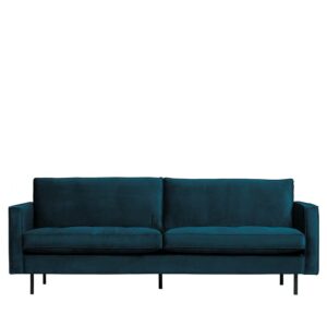 Basilicana Sitzsofa in Blau Samt Retrostil