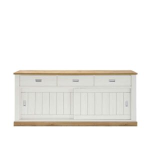 Brandolf Schiebetüren Sideboard in Weiß und Wildeiche Optik 215 cm breit