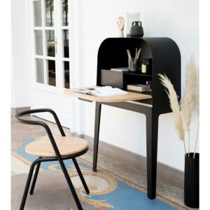 Violata Furniture Schreibtisch Schrank in Schwarz und Eiche modern