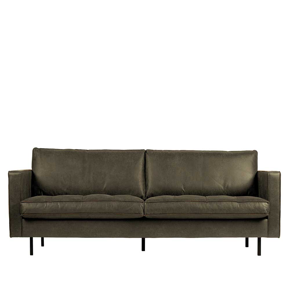 Basilicana Wohnzimmer Sofa in Olivgrün Recyclingleder 230 cm breit