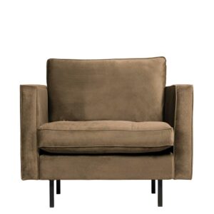 Basilicana Sessel in Taupe Samt Retro Design