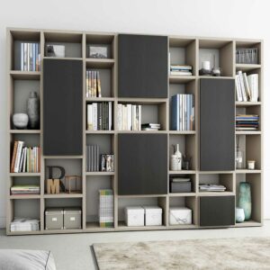 Star Möbel Wohnzimmer Regal in Beige und Eiche Schwarz Braun für Bücher