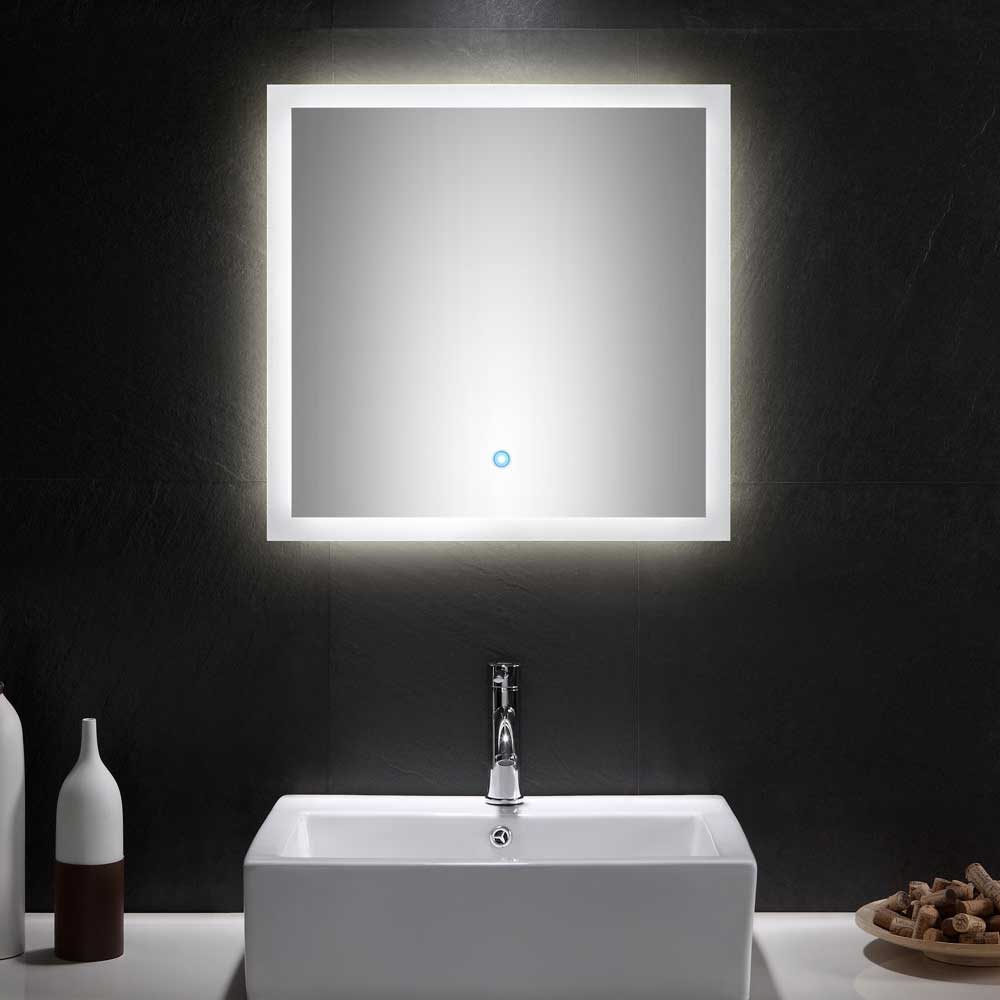 Möbel4Life Badezimmer Lichtspiegel mit Glasrahmen modern