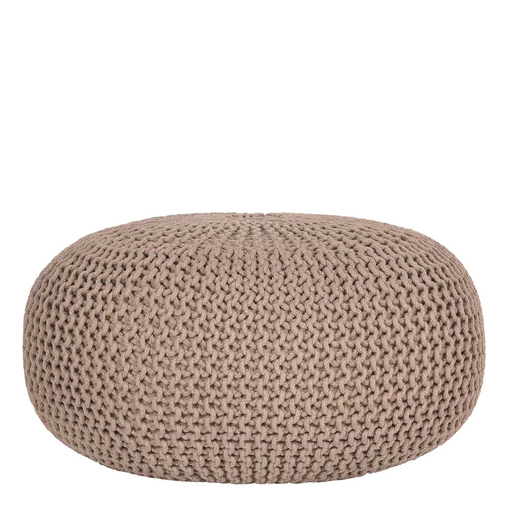 Möbel Exclusive Strick Pouf in Beige Skandi Design