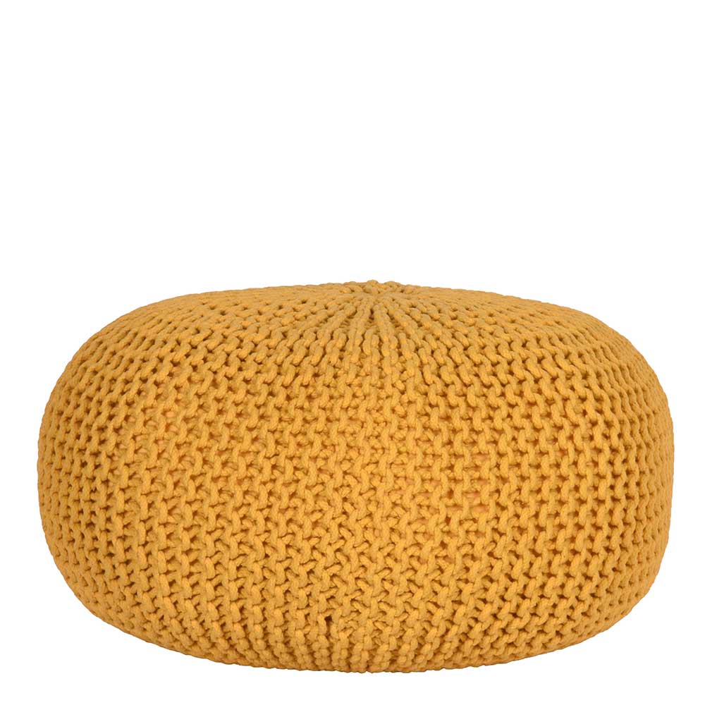 Möbel Exclusive Pouf in Gelb Strickstoff