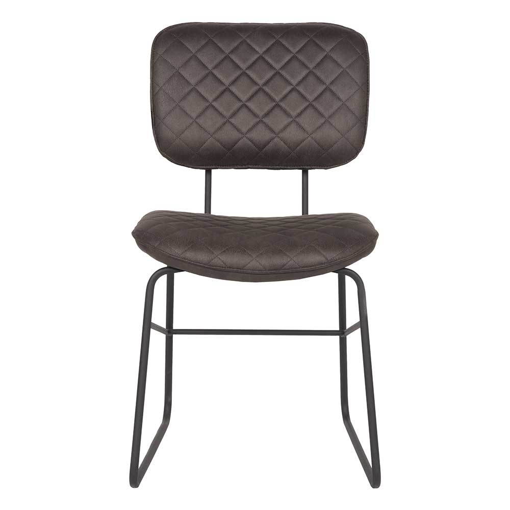 Möbel Exclusive Polsterstuhl mit aufwendigen Steppungen Bügelgestell aus Metall (2er Set)