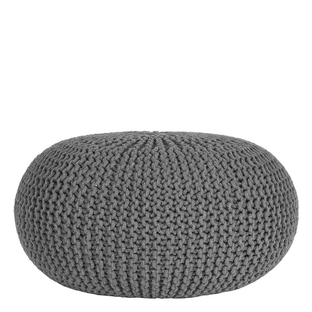 Möbel Exclusive Sitzpouf in Dunkelgrau Strickstoff