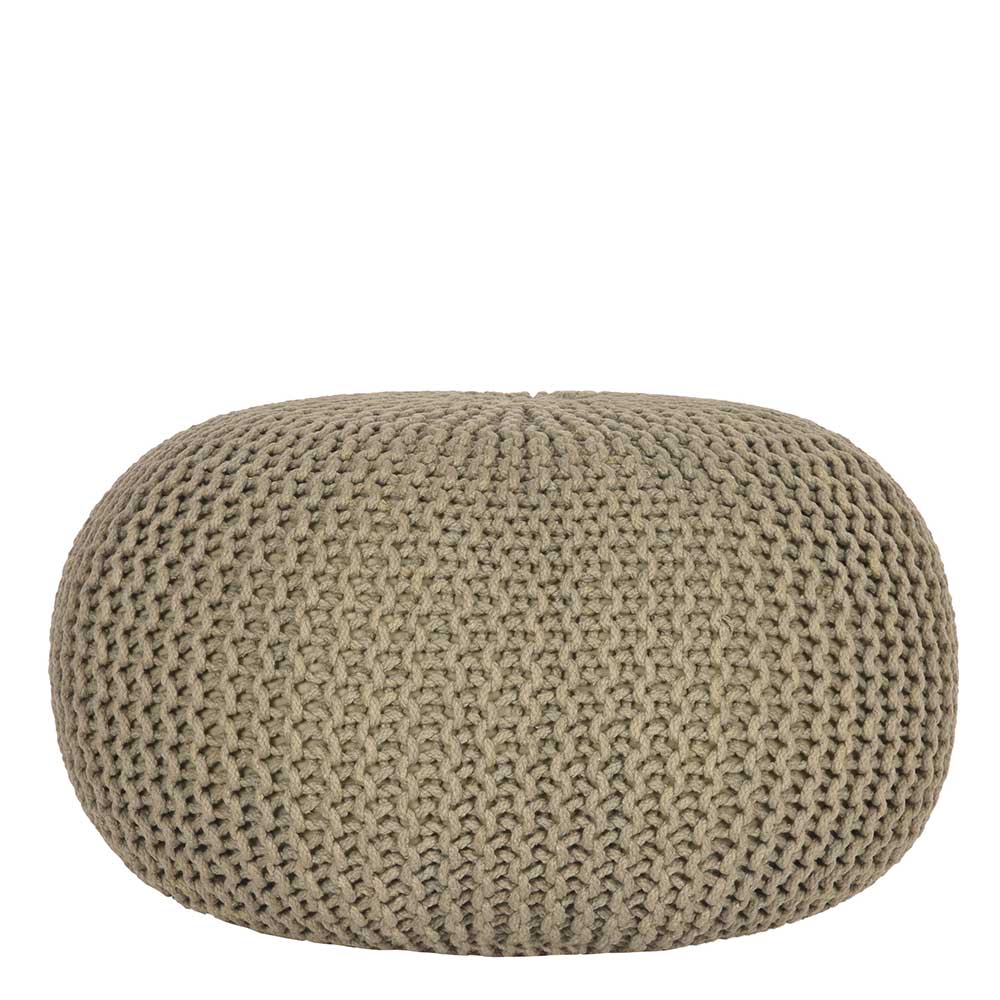 Möbel Exclusive Pouf Hocker in Khaki Strickstoff