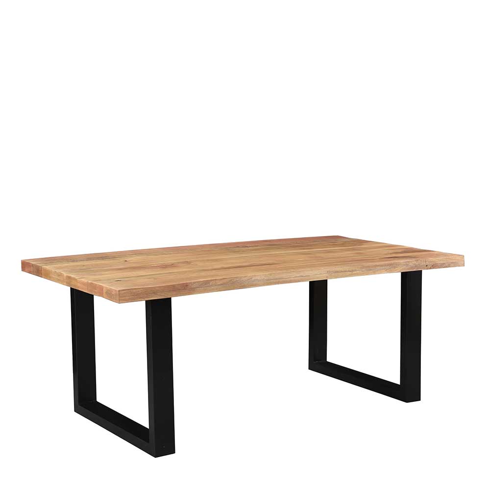 Möbel Exclusive Esszimmertisch aus Mangobaum Massivholz und Metall Loft Design