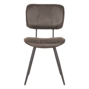 Möbel Exclusive Esstisch Stuhl aus Kunstleder und Metall Anthrazit Schwarz (2er Set)
