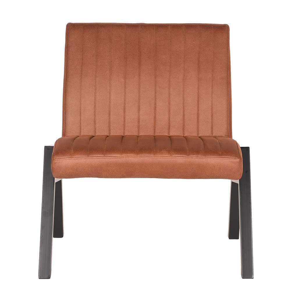 Möbel Exclusive Lounge Sessel in Cognac Braun Microfaser modern