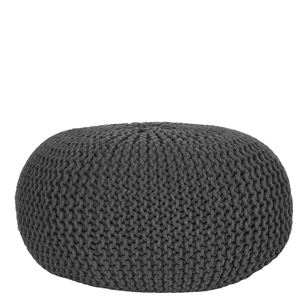 Möbel Exclusive Skandi Design Pouf in Anthrazit Strickstoff