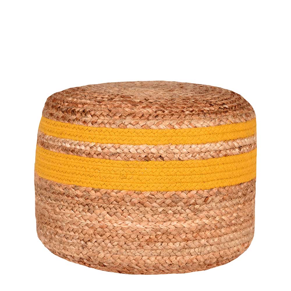 Möbel Exclusive Geflecht Sitzpouf in Beige und Gelb Skandi Design