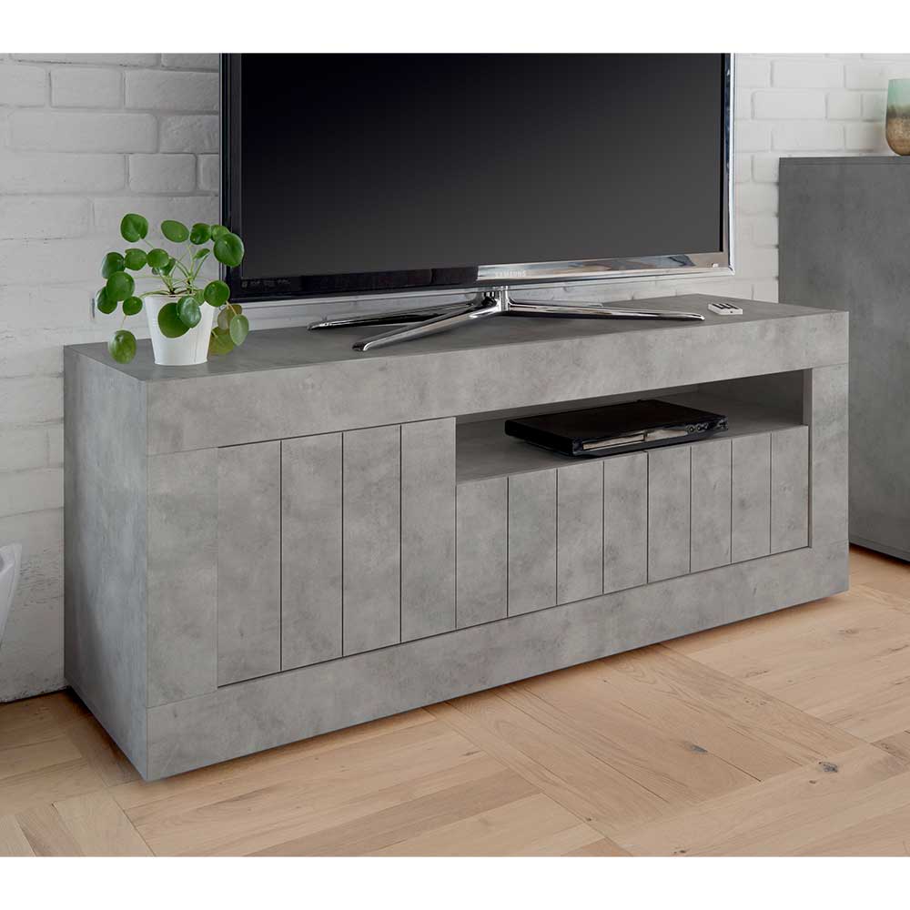 Homedreams Design TV Lowboard in Beton Grau 3-türig