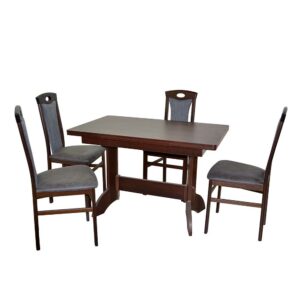 Möbel4Life Klassische Esszimmergruppe in Nussbaumfarben Tisch ausziehbar (fünfteilig)