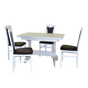 Möbel4Life Esstischgruppe mit vier Stühlen Weiß und Anthrazit (fünfteilig)