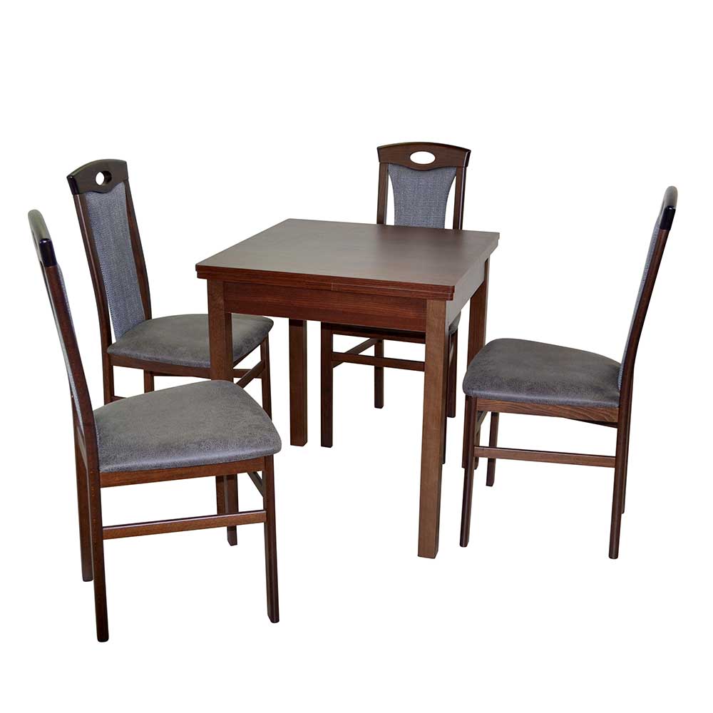 Möbel4Life Esszimmergruppe in Nussbaumfarben und Anthrazit ausziehbar & 4 Stühlen (fünfteilig)