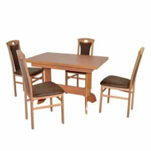 Möbel4Life 4 Personen Esstischgruppe mit rechteckigem Tisch Buchefarben (fünfteilig)
